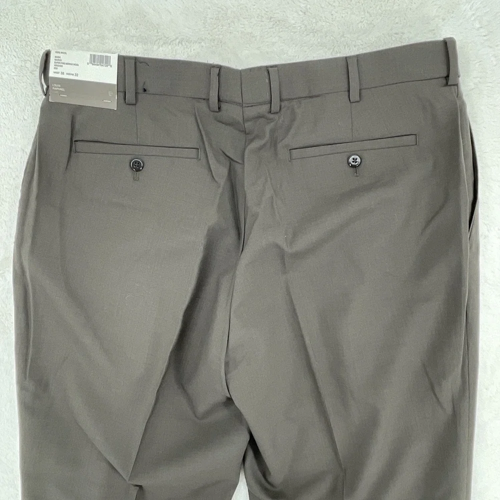 Louis Raphael Luxe Pants Mens 38x32 Merino Wool Hidden Extension Bark Pleats
